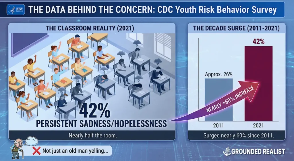 The cost of safetyism - a 60% increase in youth despair
